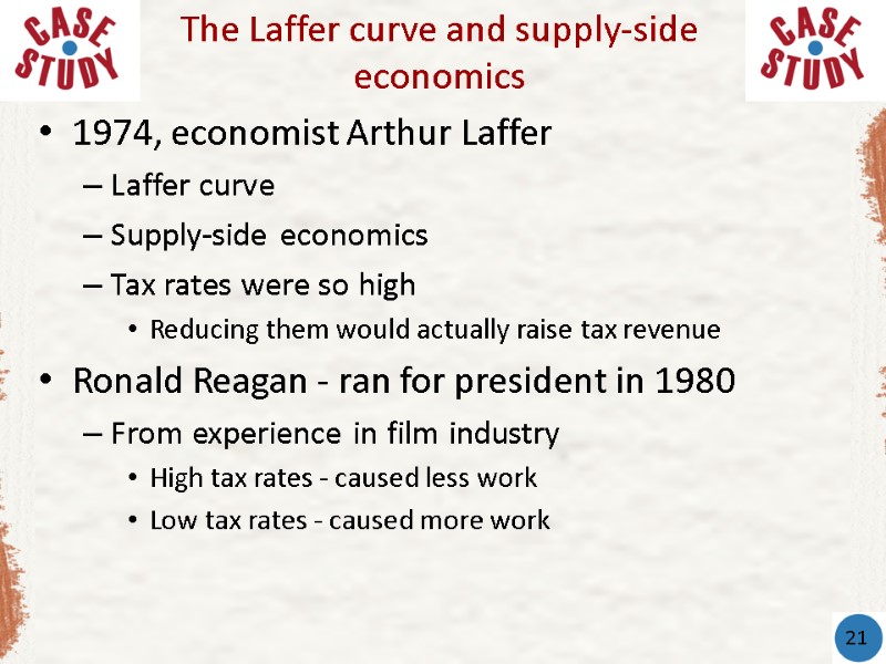 1974, economist Arthur Laffer Laffer curve Supply-side economics Tax rates were so high Reducing 1974, economist Arthur Laffer Laffer curve Supply-side economics Tax rates were so high Reducing